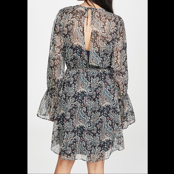 Joie Manning Paisley Long Sleeve Mini Dress L - Picture 2 of 6